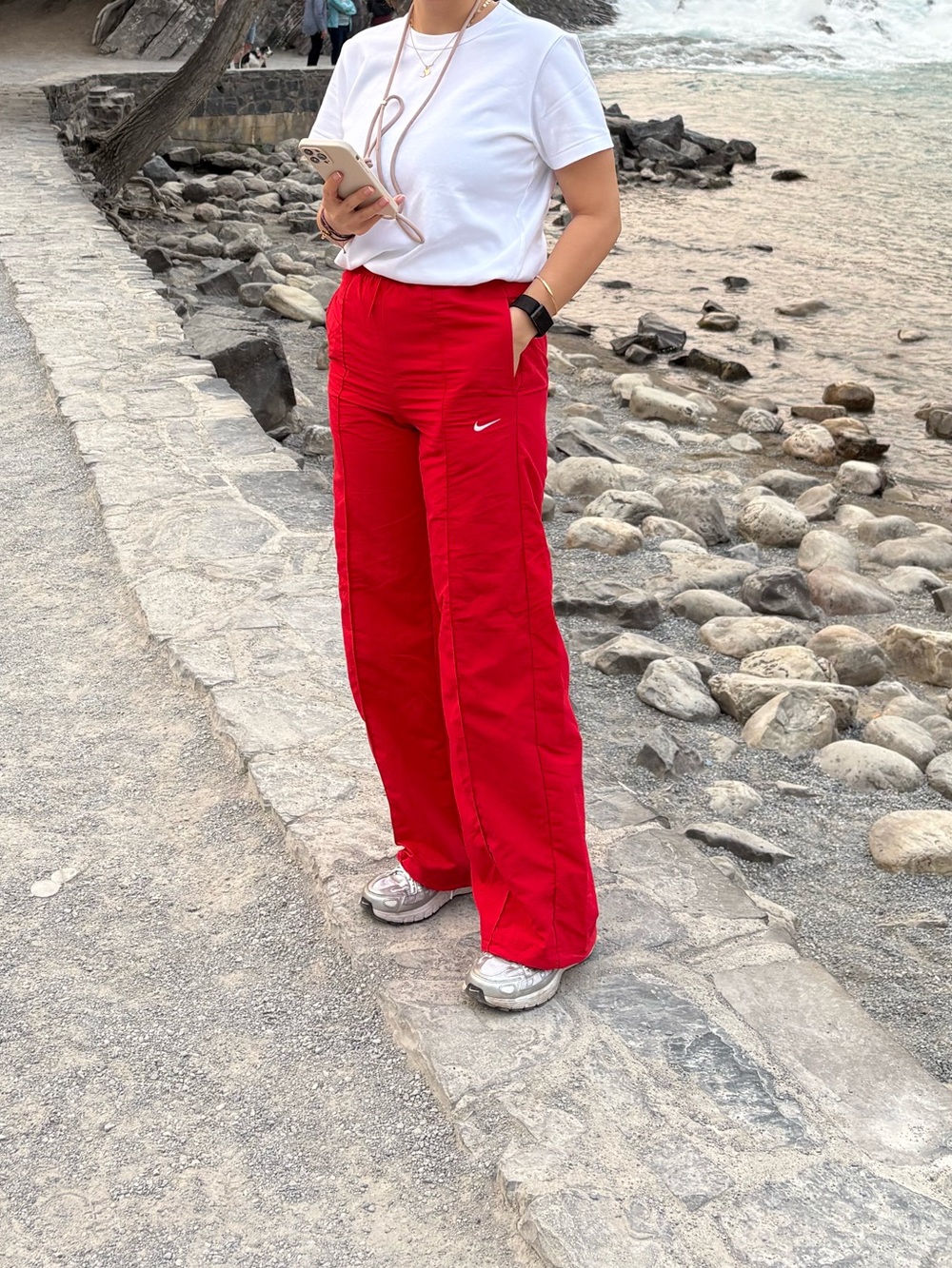 Nike Red Wide-Leg Track Pants for Women